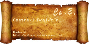Csetneki Boglár névjegykártya